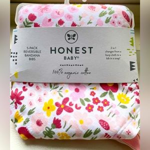 Honest Baby 5-Pack Reversible Bandana Bibs, 100% Organic Cotton, Multicolored